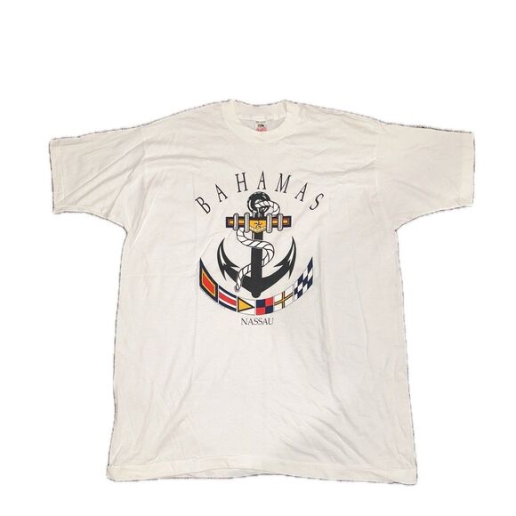 VTG 90s Nassau Bahamas Sailing Graphic Shirt SINGLE STITCH  Mens Size Medium 2XL - Picture 1 of 7